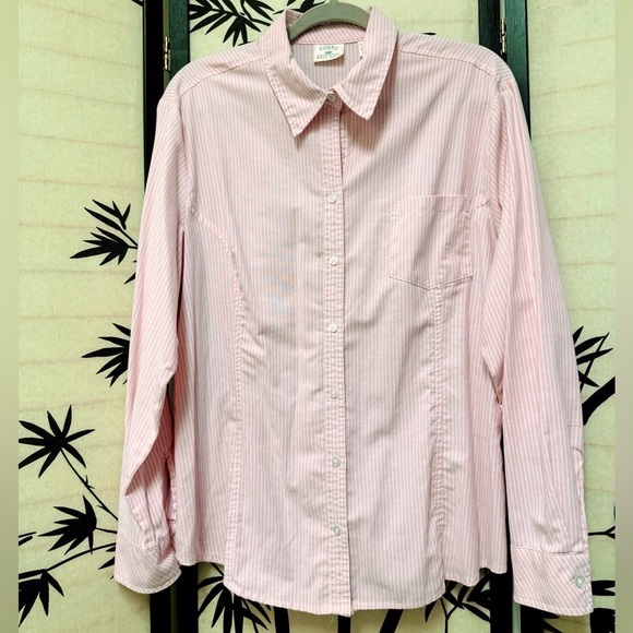 Riders by Lee Easy Care Women’s Pink Long Sleeve Button Front Blouse Size XL - Picture 2 of 10